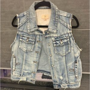 Denim Vest with Destruction